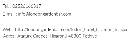 London Hotel telefon numaralar, faks, e-mail, posta adresi ve iletiim bilgileri